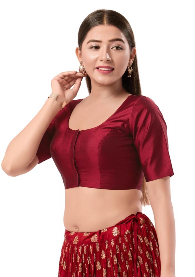 Maroon Brocade Blouse - Indya