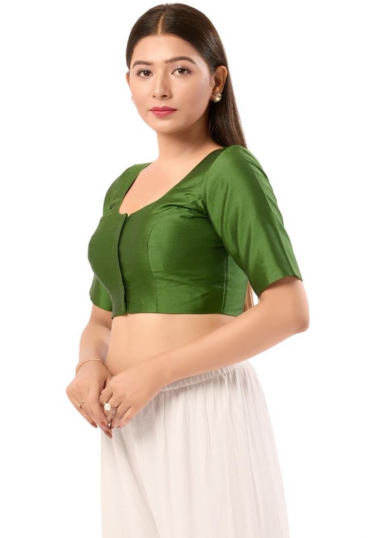 Mehendi Green Brocade Blouse - Indya