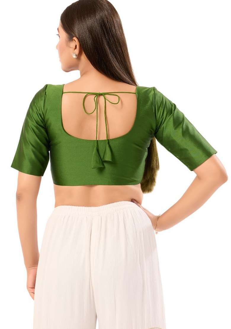 Mehendi Green Brocade Blouse - Indya