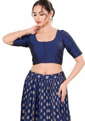 Nevy Blue Brocade Blouse