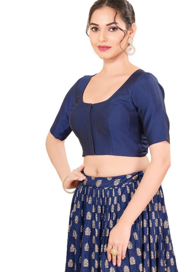 Nevy Blue Brocade Blouse - Indya