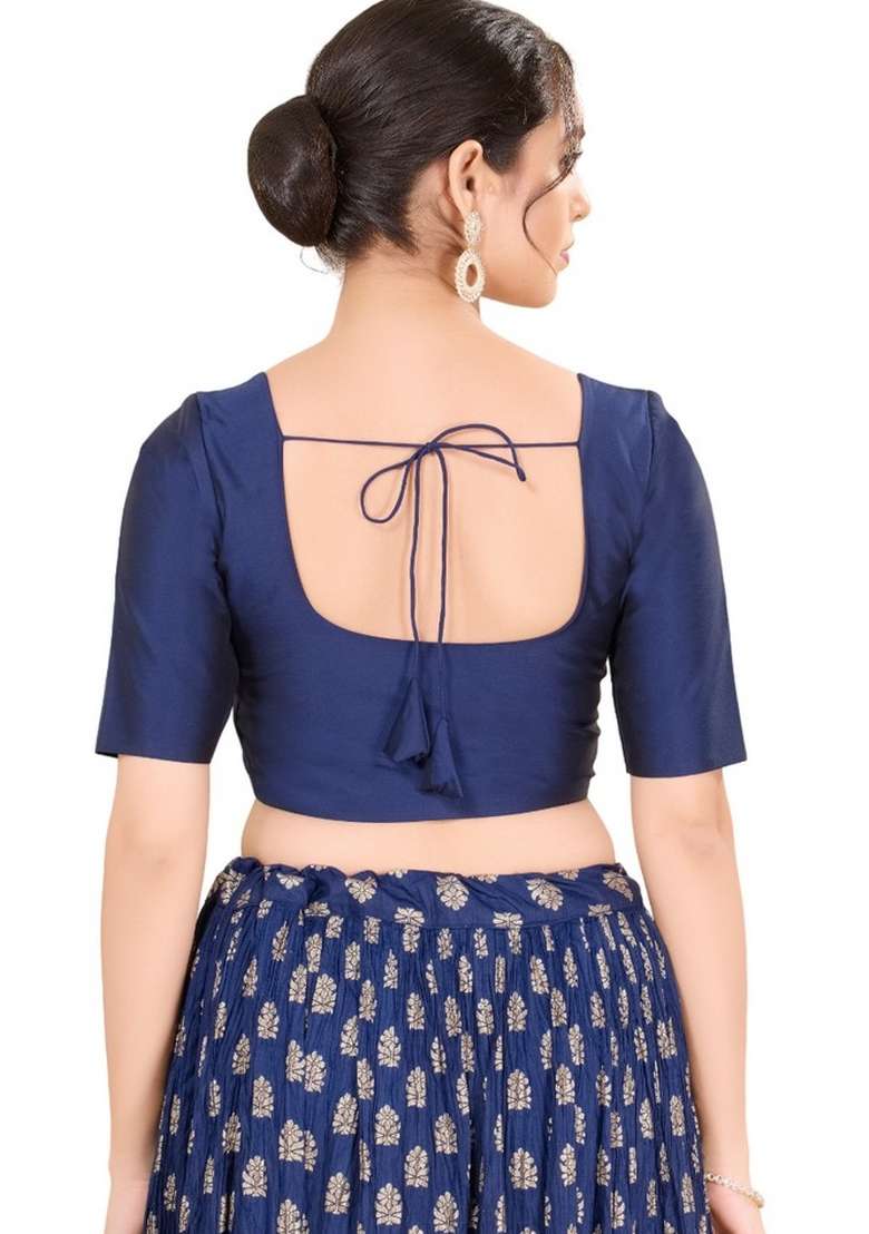 Nevy Blue Brocade Blouse - Indya