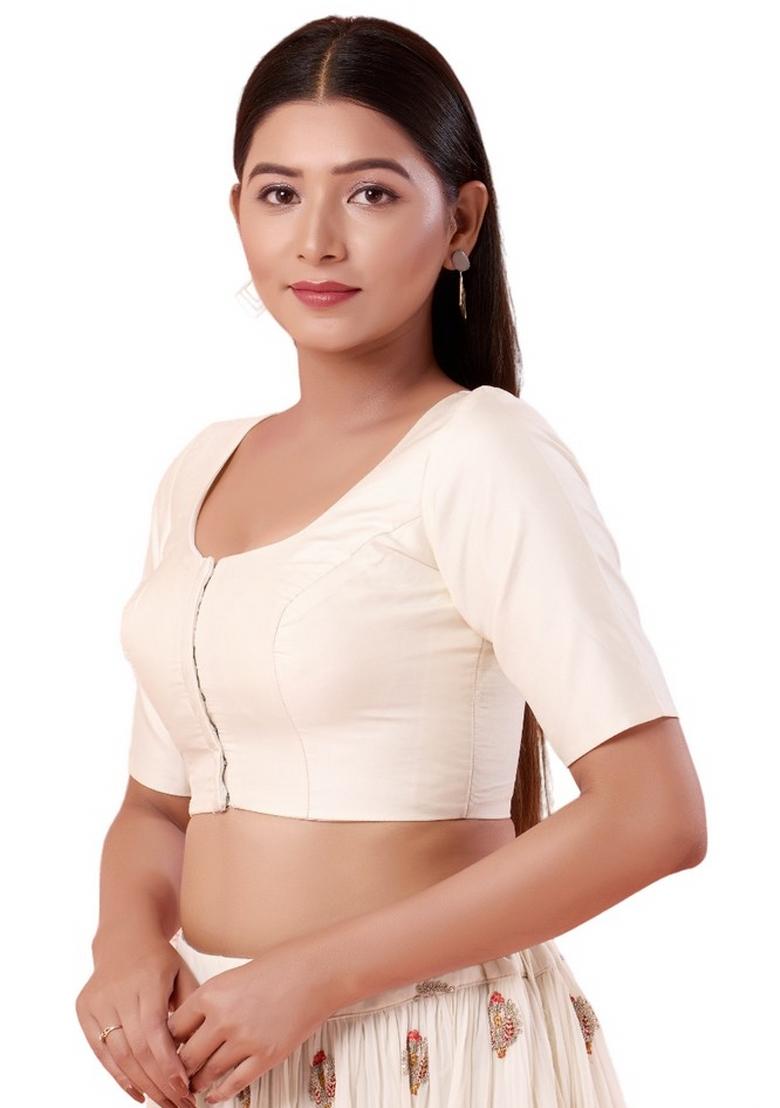 Off White Brocade Blouse - Indya