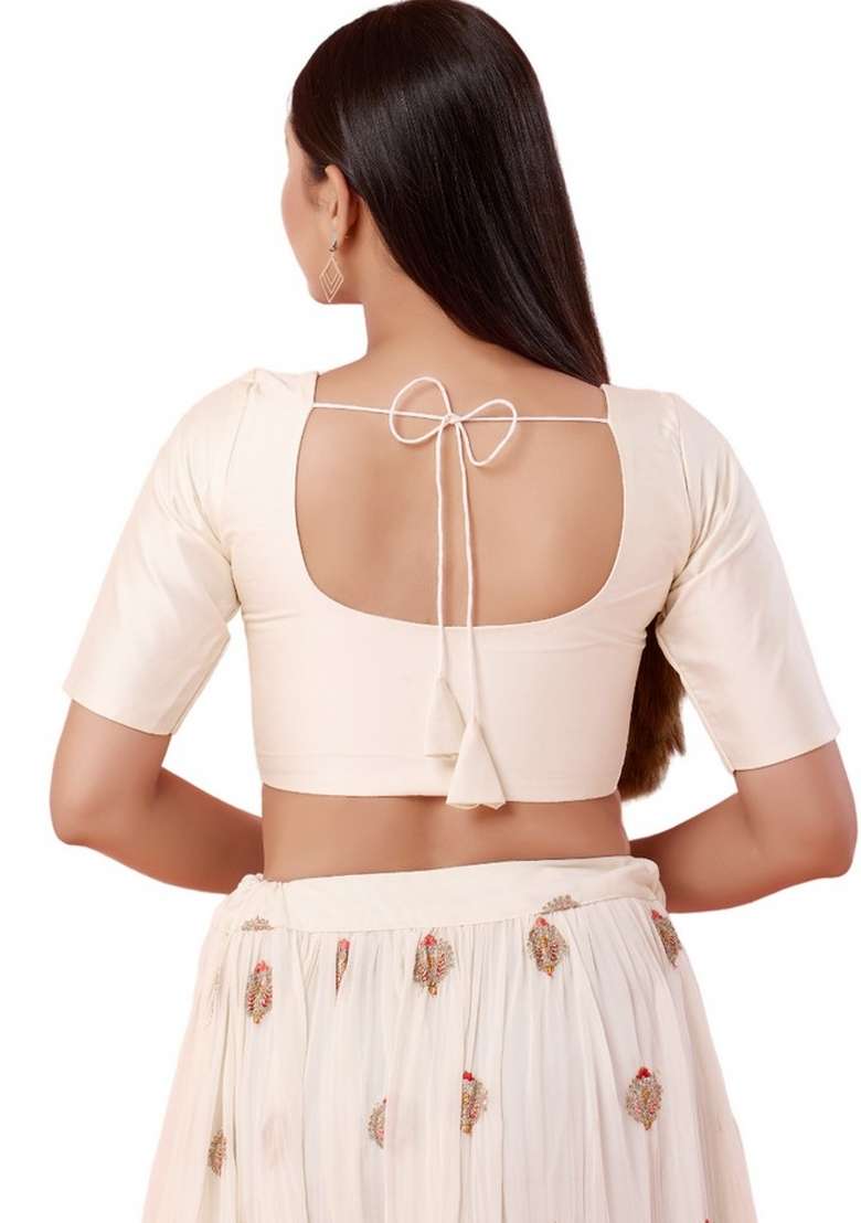 Off White Brocade Blouse - Indya