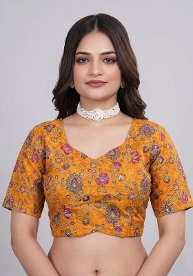 Mustard Embroidered Viscose Blouse
