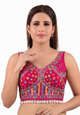 Pink Embroidery Silk Blouse