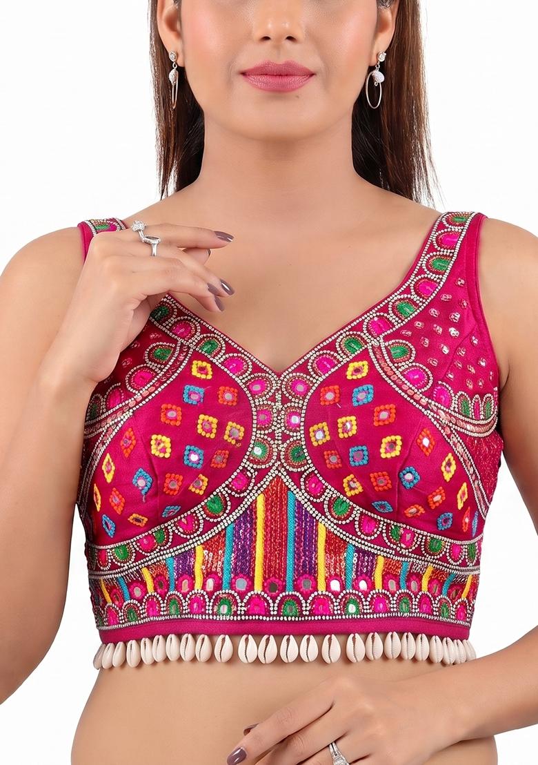 Pink Embroidery Silk Blouse - Indya
