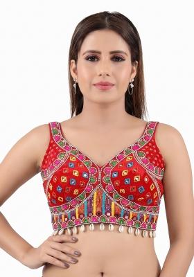 Red Embroidery Silk Blouse