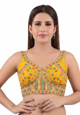 Yellow Embroidery Silk Blouse