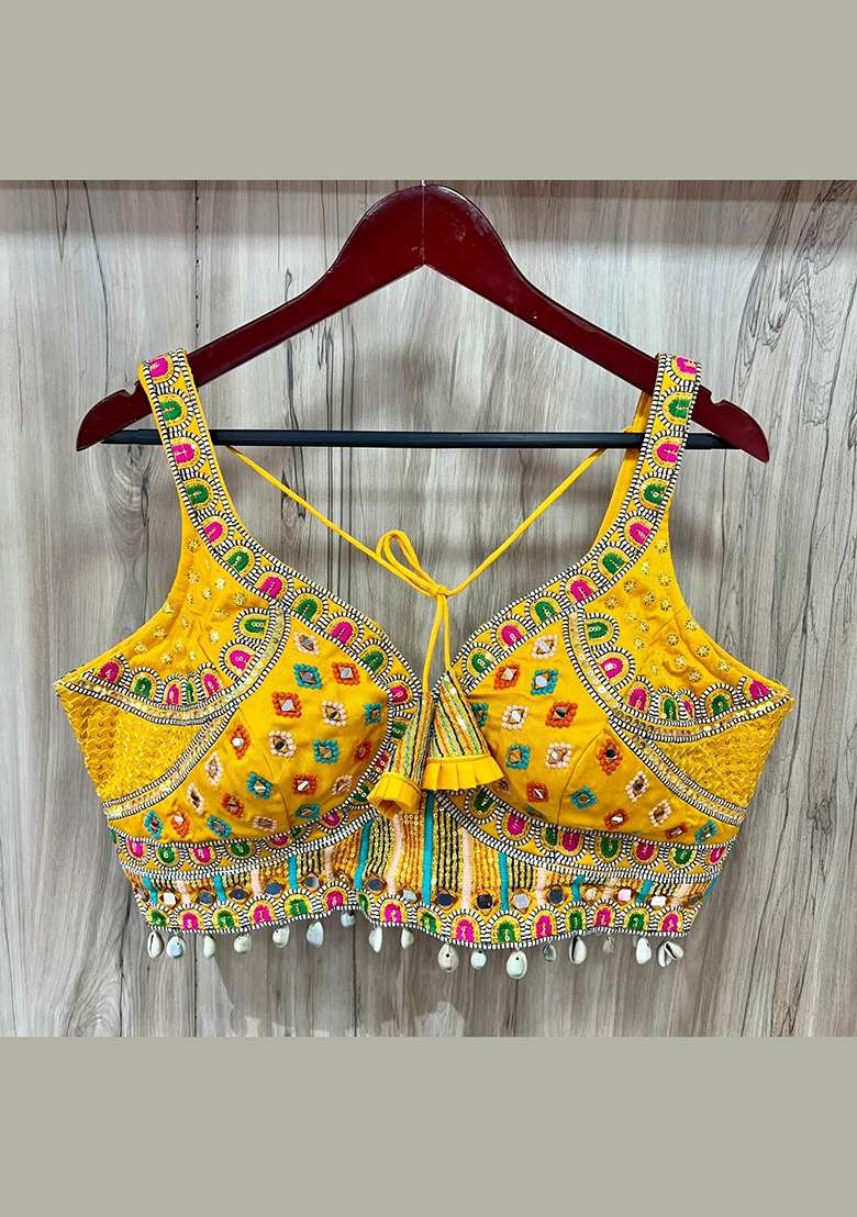 Yellow Embroidery Silk Blouse - Indya