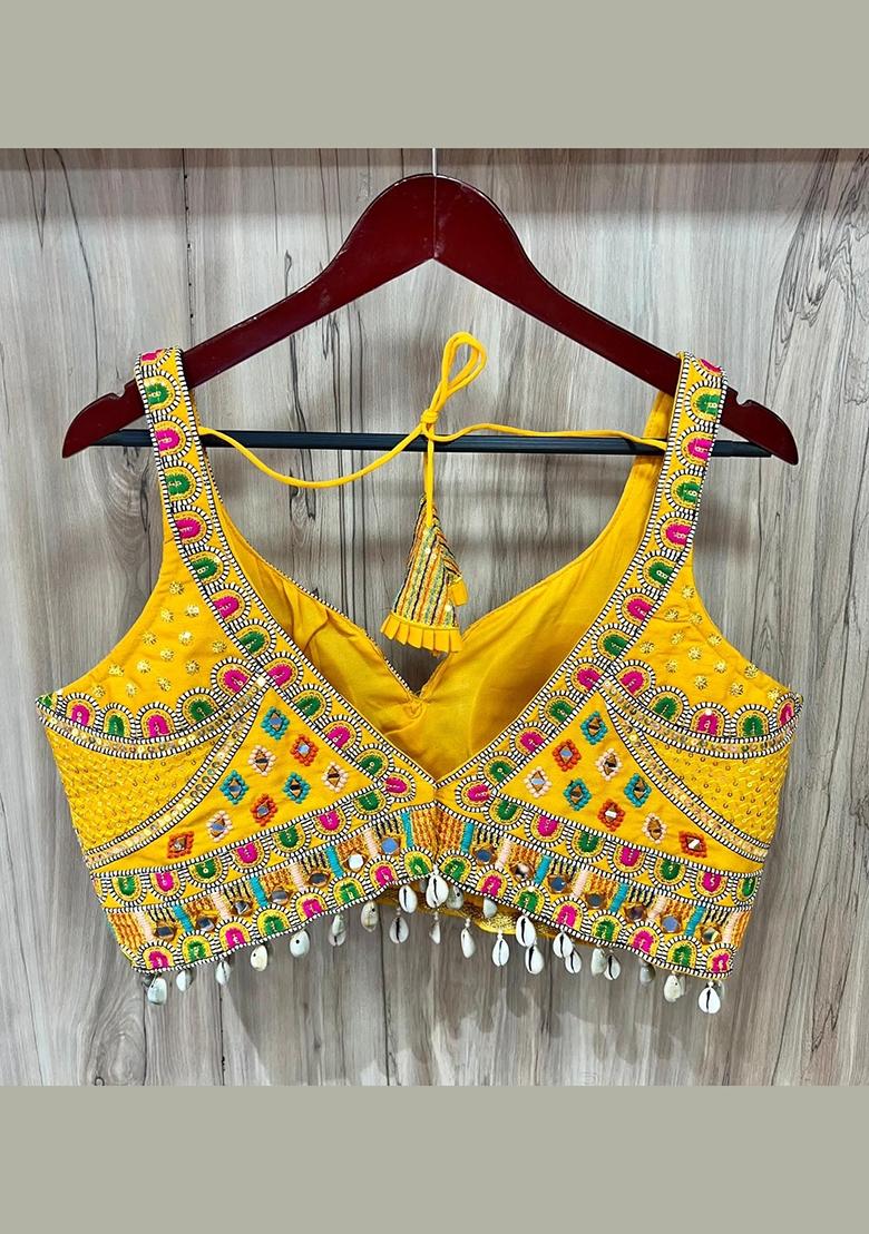 Yellow Embroidery Silk Blouse - Indya