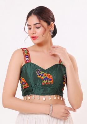 Green Embroidery Cotton Blouse