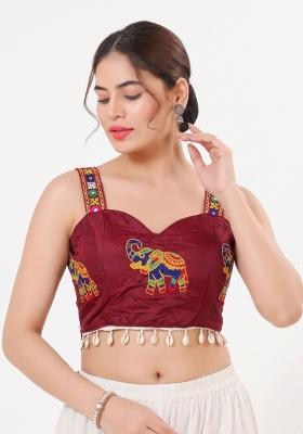 Maroon Embroidery Cotton Blouse