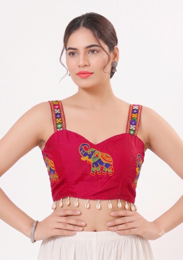 Pink Embroidery Cotton Blouse - Indya
