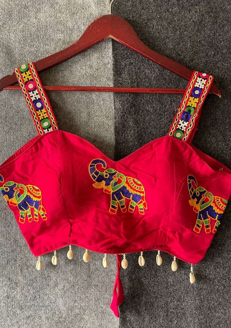 Pink Embroidery Cotton Blouse - Indya