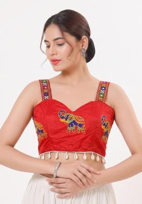 Red Embroidery Cotton Blouse