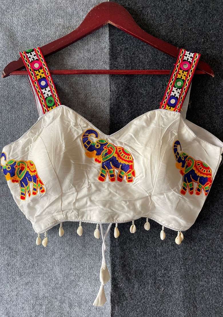 White Embroidery Cotton Blouse - Indya