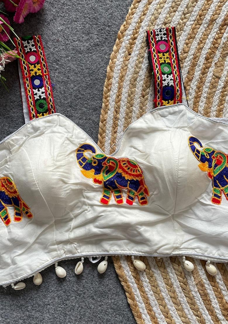 White Embroidery Cotton Blouse - Indya