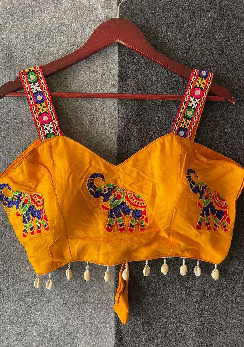 Yellow Embroidery Cotton Blouse - Indya