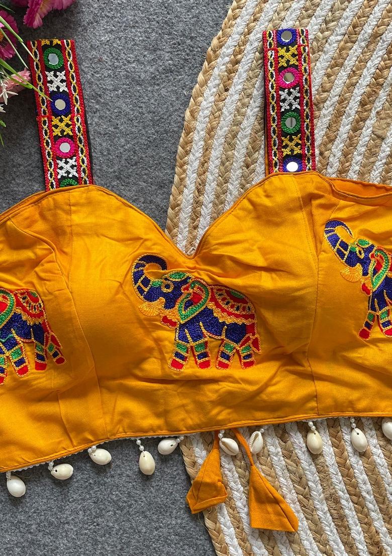 Yellow Embroidery Cotton Blouse - Indya