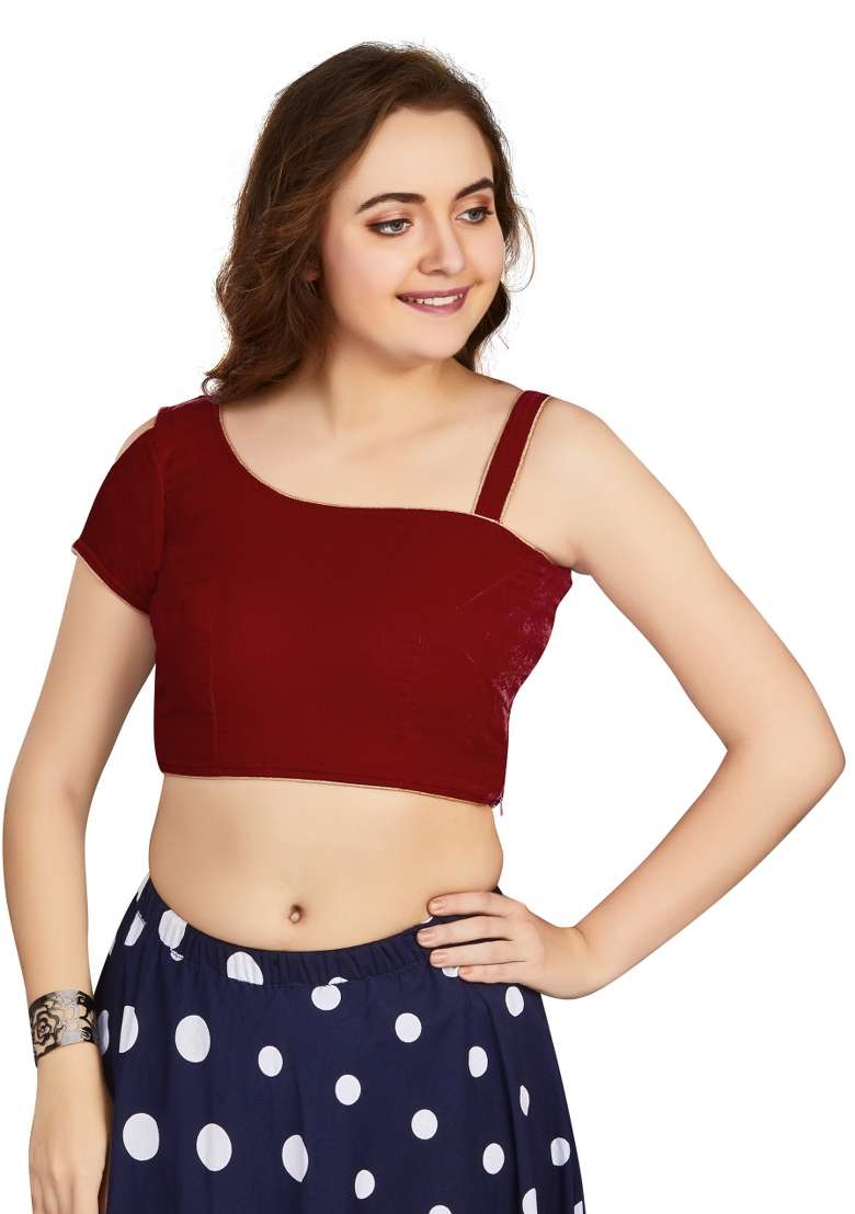 Maroon Velvet Blouse - Indya