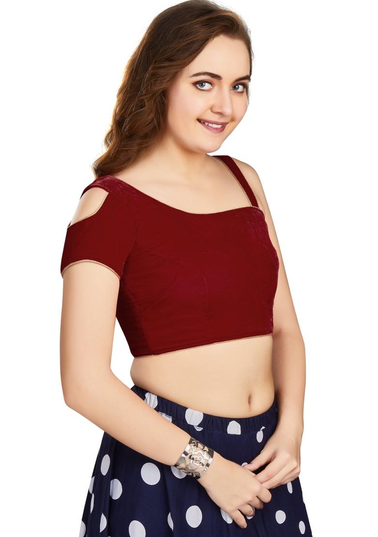 Maroon Velvet Blouse - Indya
