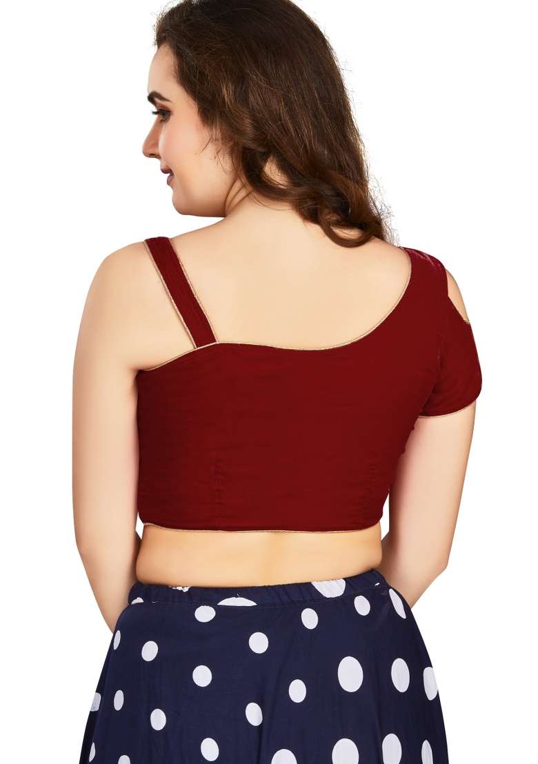 Maroon Velvet Blouse - Indya