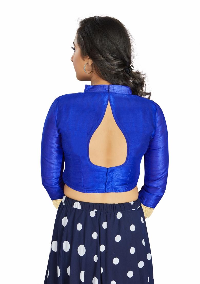 Royal Blue Silk Blouse - Indya