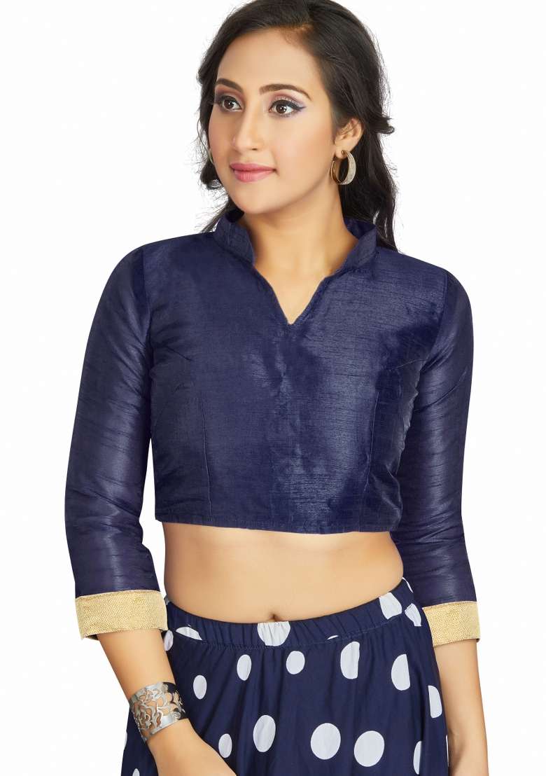 Nevy Blue Silk Blouse - Indya