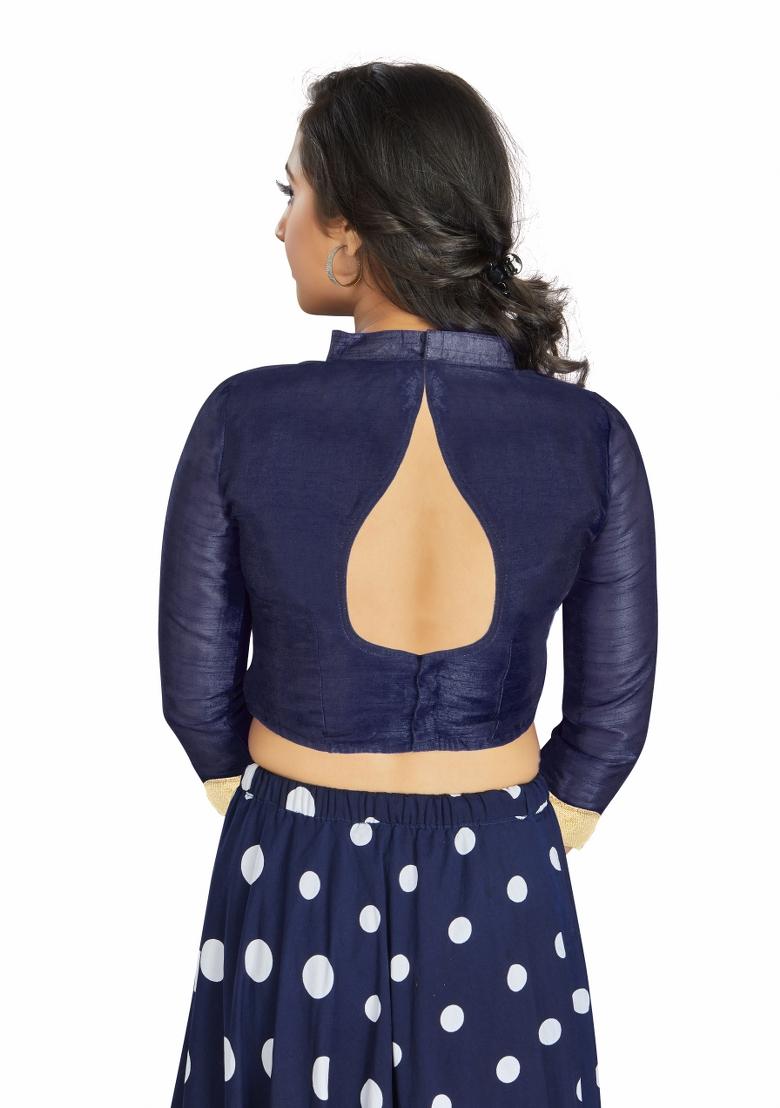 Nevy Blue Silk Blouse - Indya