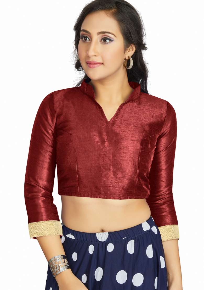 Maroon Silk Blouse - Indya
