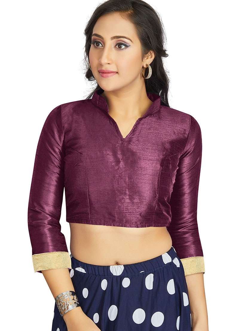 Dark Purple Silk Blouse - Indya