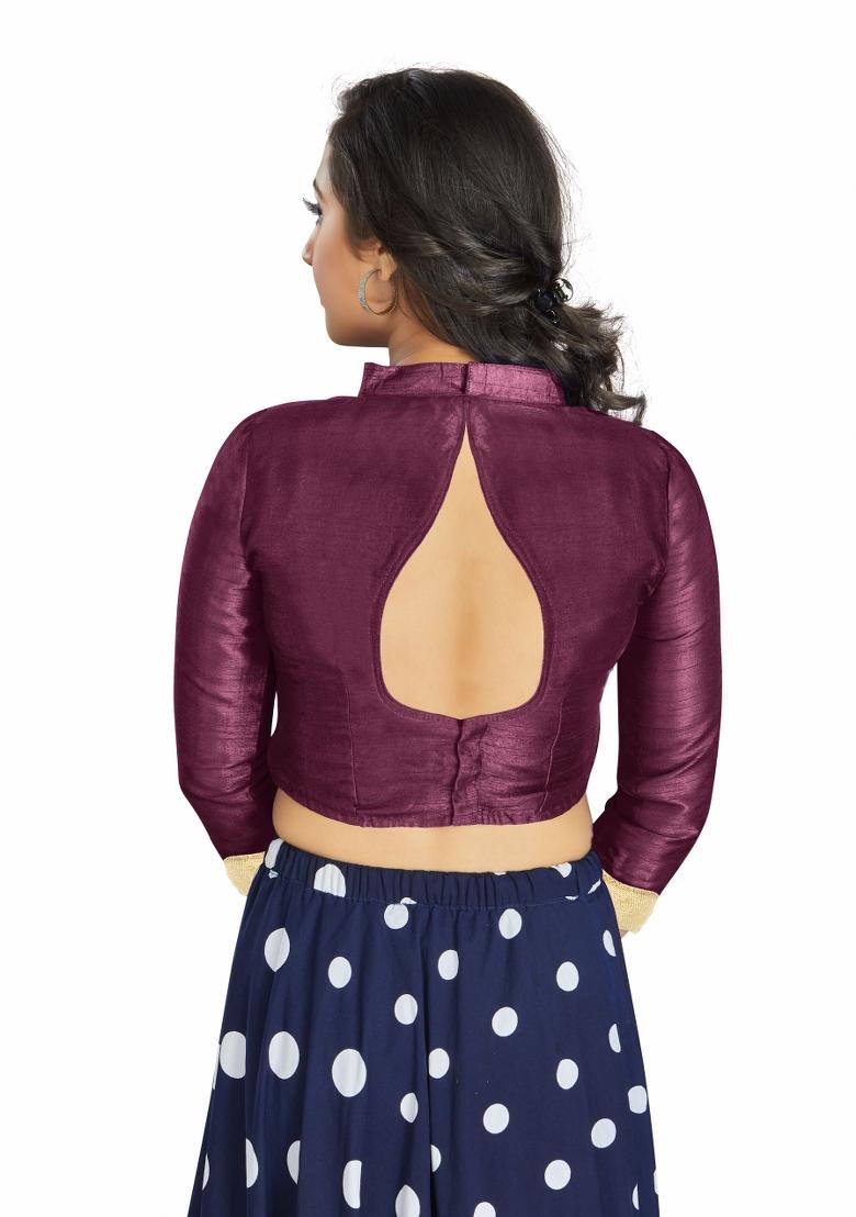 Dark Purple Silk Blouse - Indya