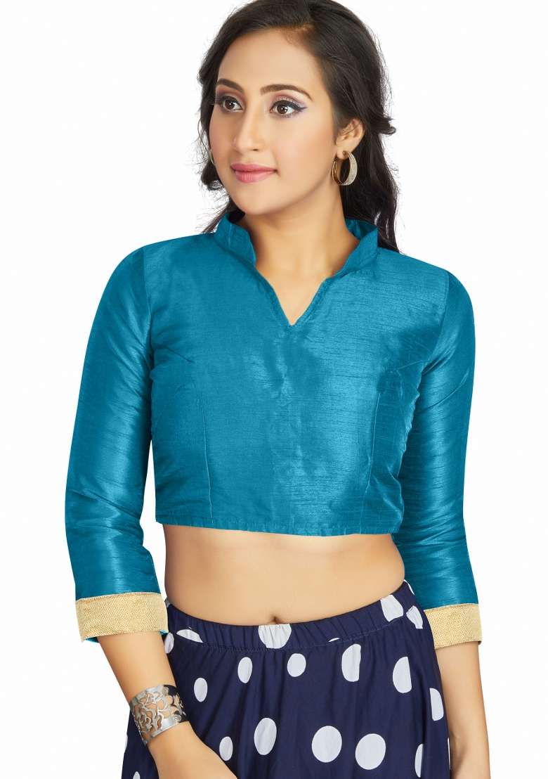 Sky Blue Silk Blouse - Indya