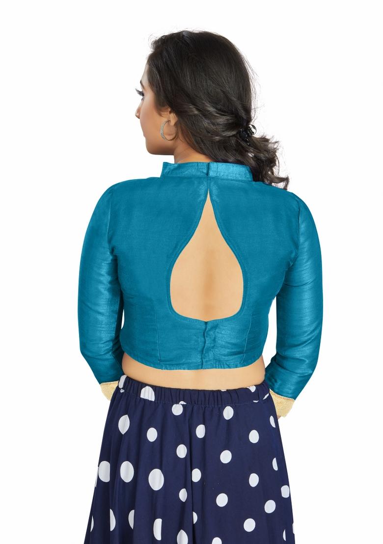 Sky Blue Silk Blouse - Indya