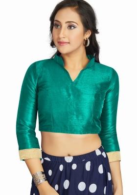 Aqua Green Silk Blouse