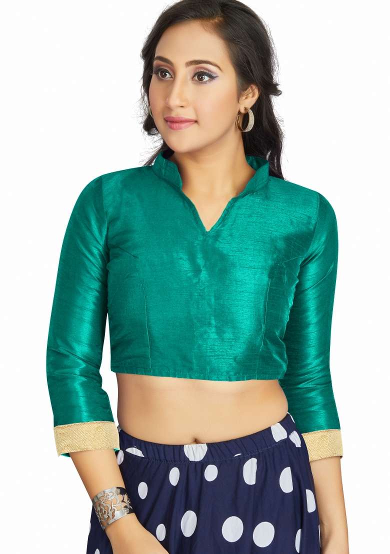 Aqua Green Silk Blouse - Indya