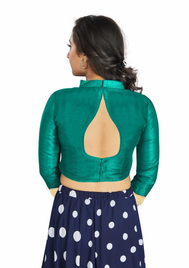 Aqua Green Silk Blouse - Indya