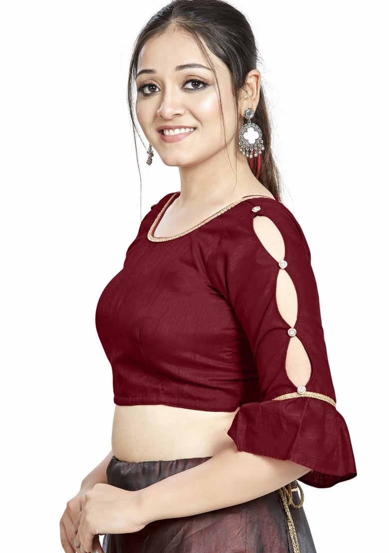 Maroon Silk Blouse - Indya