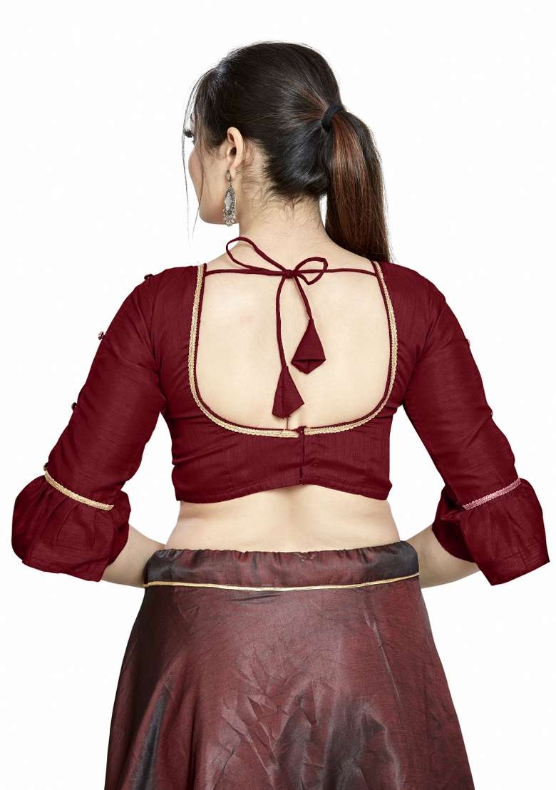 Maroon Silk Blouse - Indya