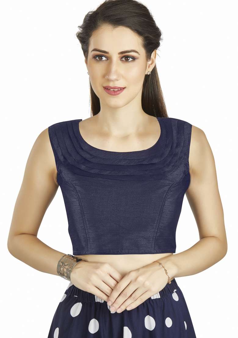 Nevy Blue Silk Blouse - Indya