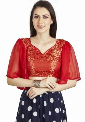 Red Brocade Blouse