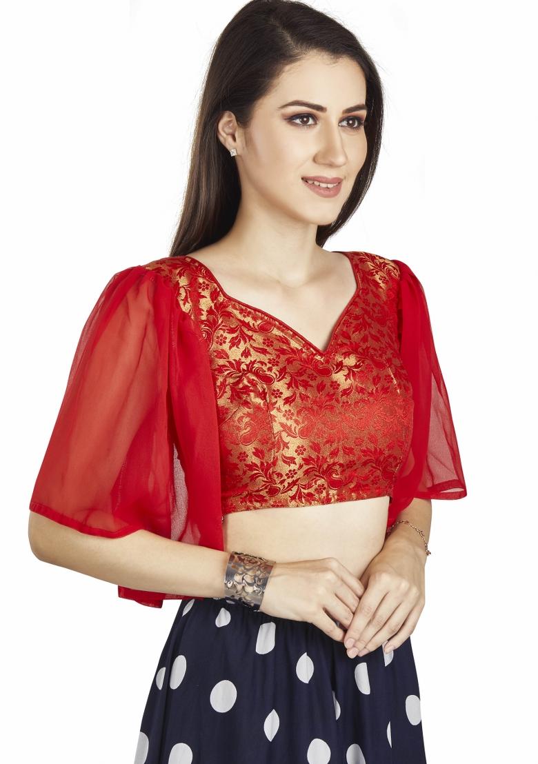 Red Brocade Blouse - Indya