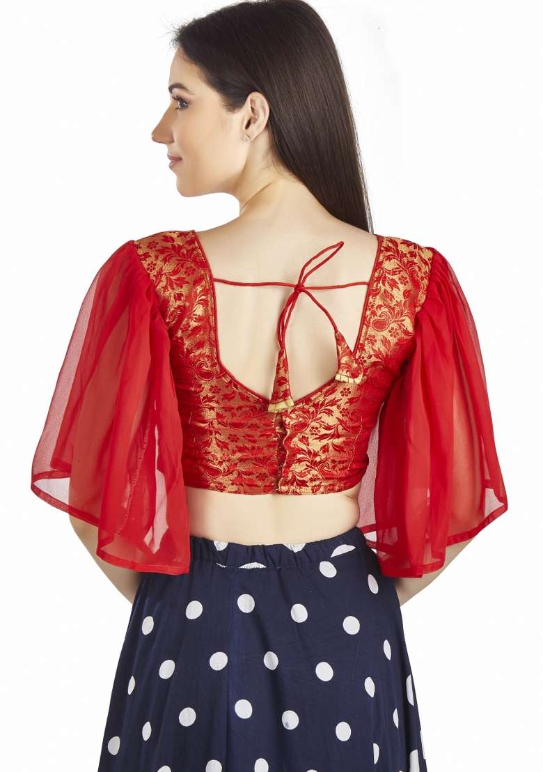 Red Brocade Blouse - Indya