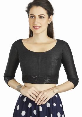 Black Sequin Work Silk Blouse
