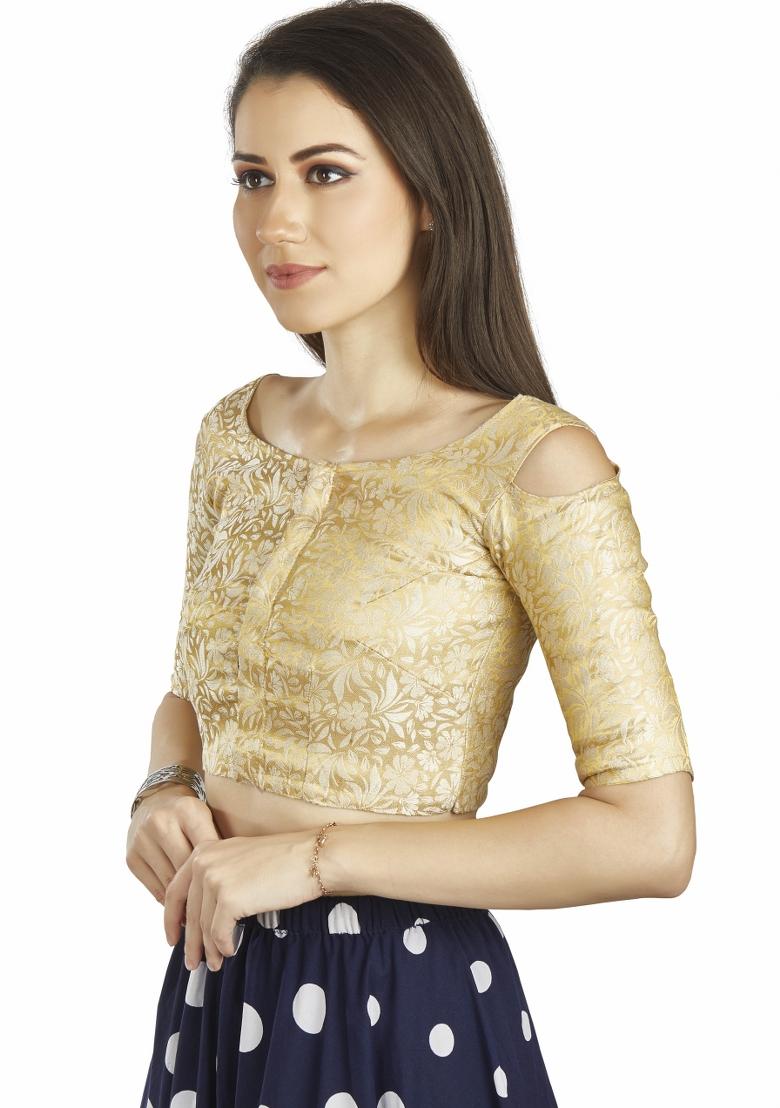Beige Brocade Blouse - Indya