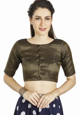 Black Solid Brocade Blouse
