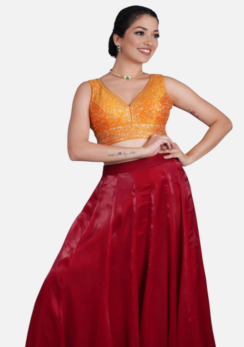 Yellow Embroidery Silk Blouse - Indya