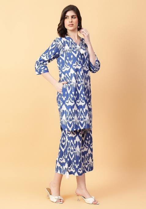 Blue embroidered Cotton Co Ords Sets