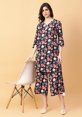 Black embroidered Cotton Co Ords Sets